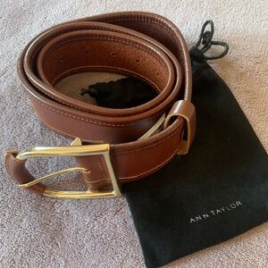 Ann Taylor Natural Brown Leather Wide Belt